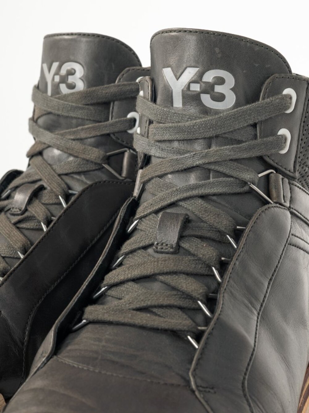 Y-3 Hemla "Vintage Black" Leather High-Top Lace-Up Sneakers - Picture 7 of 11